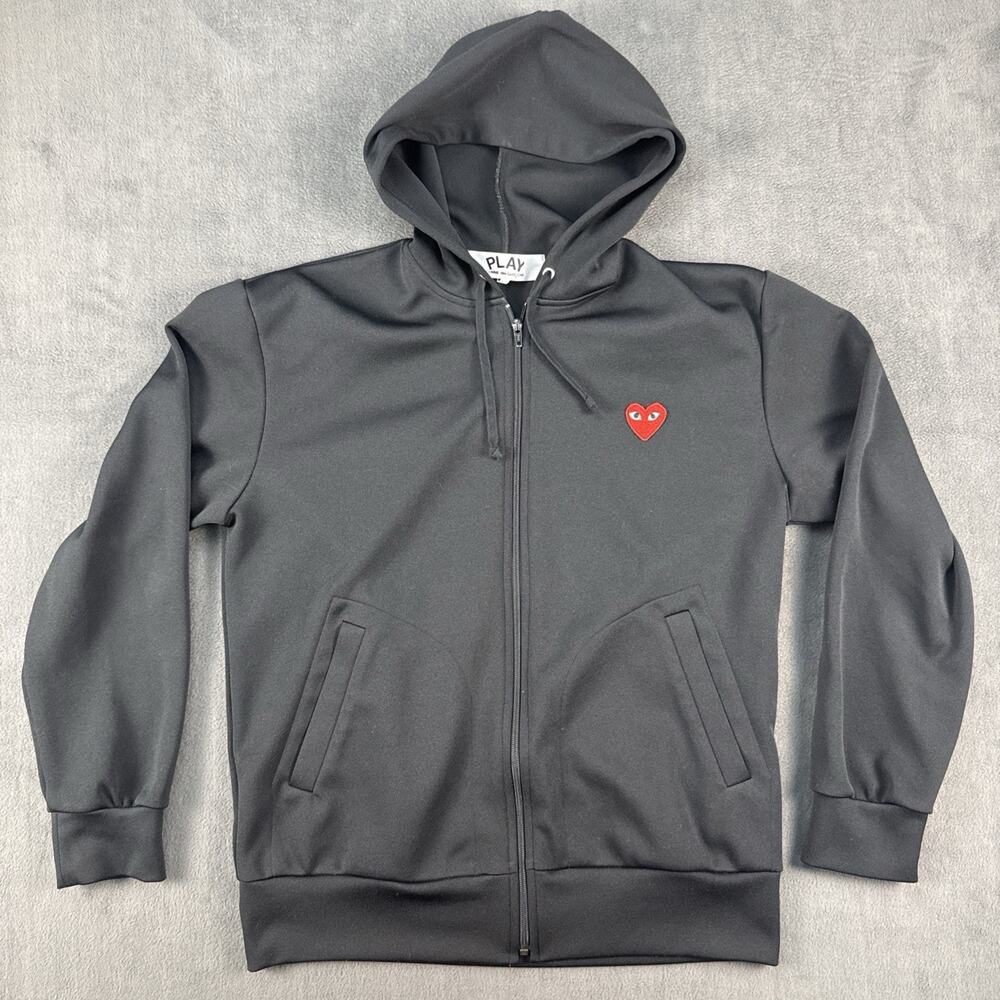 PLAY COMME DES GARÇONS PLAY Black Zip-Up Hoodie Size XL